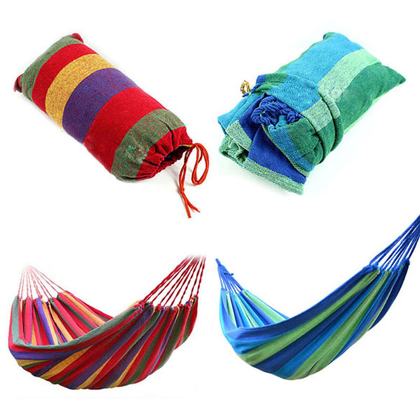 Amazing Portable 120 kg Load-bearing Garden Hammock Hang Bed Travel Camping Swing Survival Outdoor Sleeping Bags Canvas Stripe 190*80CM
