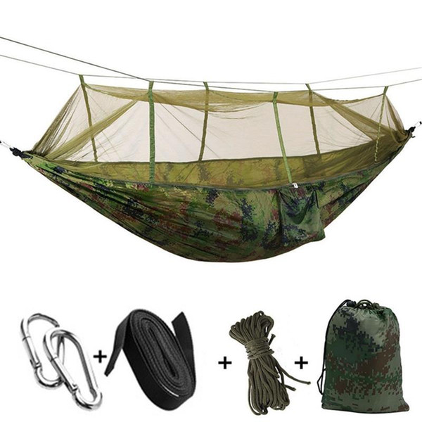 New Arrival 12 Colors 260*140cm Portable Hammock With Mosquito Net Single-person Hammock Hanging Bed Folded Into The Pouch For Travel