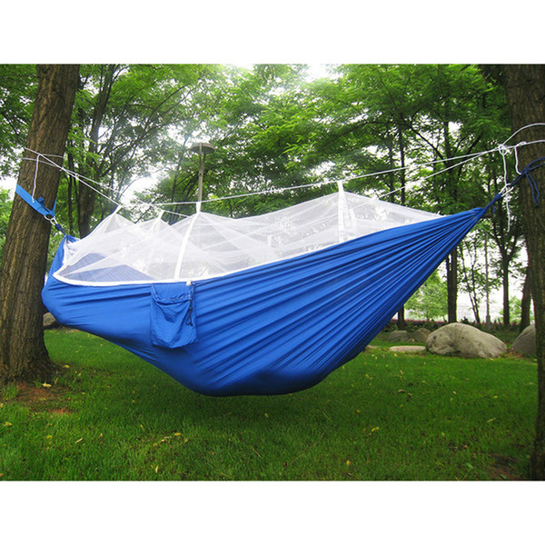 Multi-color 260 x 138cm Portable Hammock Single-person Folded Into The Pouch Mosquito Net Hammock Hanging Bed For Travel Kits Camping Hiking