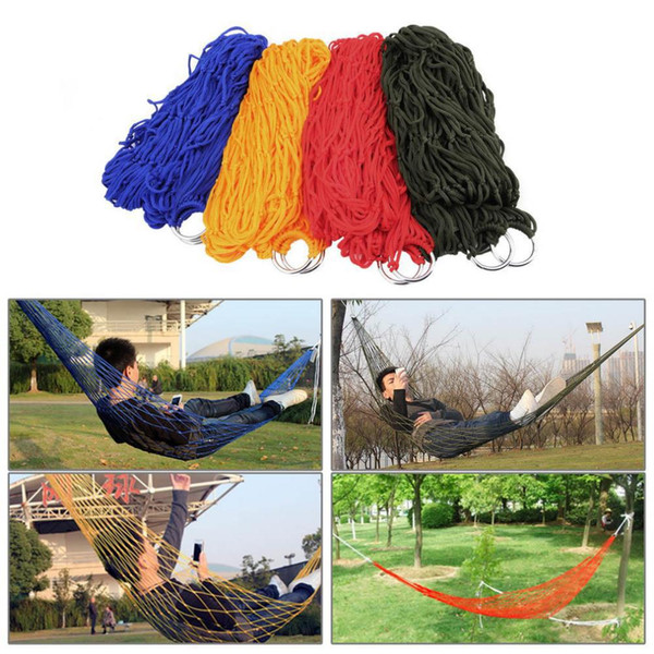 2015 New Arrival portable outdoor thickening nylon rope camping hammock Simple single Summer Lightweight Nylon meshy hammock
