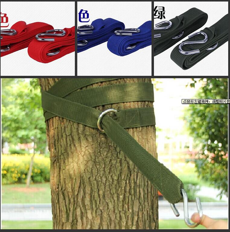 Top Quality Outdoor Dedicated Hammock Nylon Straps With Steel Rings Hanging Tying Buckle Pouch 2 pcs/set Free Shipping