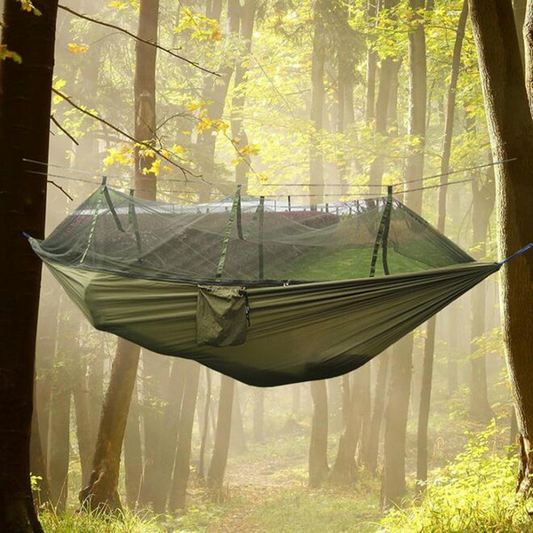2person Camping Hammock Lightweight Nylon Parachute double Hammock bed with Mosquito net rope hammock chair Portable swing sofa bed