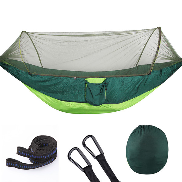Automatic Open Parachute Fabric Hammock With Mosquito Steel Hooks Travel Hiking Backpacking Camping Hiking Double leisure Swing 250*120cm