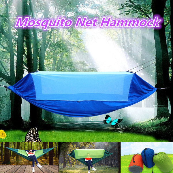 Portable Double Hammock With Mosquito Net Camping Survival Mosquito Net Hammock Parachute Cloth Hammock For Camping 270*145CM