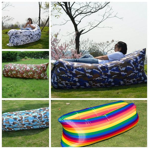 5 Colors Camouflage Lounge Sleep Bag Rainbow Lazy Inflatable Sofa Outdoor Lazy Self Inflated Sofa Sleeping Bags Garden Sets CCA11707 30pcs
