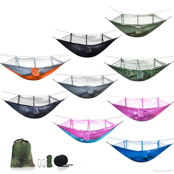 270*140CM Convenient Hammock Colorful Simple Practical Hanging Bed With Mosquito Net Nylon Hammocks For Outdoor Good Quality 45kn dd