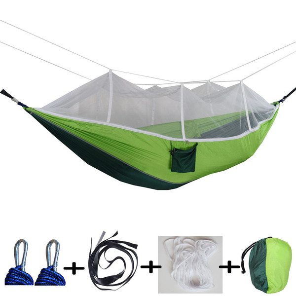 Mosquito Net Hammock 15 Colors 260*140cm Outdoor Parachute Cloth Field Camping Tent Garden Camping Swing Hanging Bed