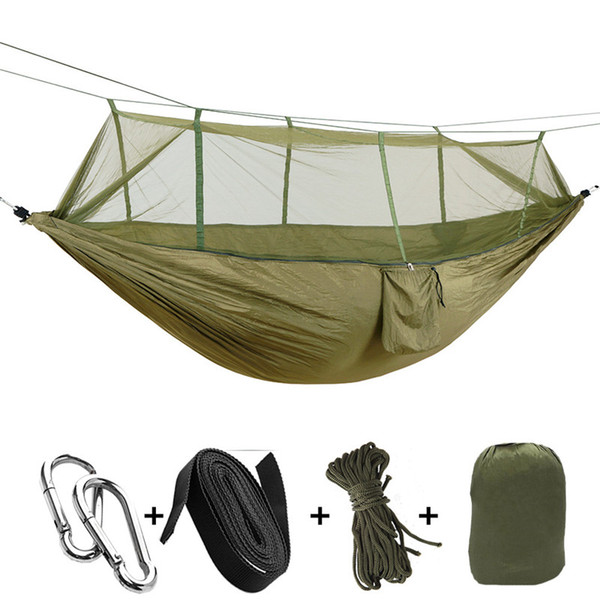 260*140cm Portable Hammock With Mosquito Net Single-person Hammock Hanging Bed Folded Into The Pouch For Travel