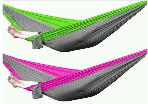 60pcs Free Shipping Outdoor or Indoor Parachute Cloth Sleeping Hammock Camping Hammock high quality multicolor