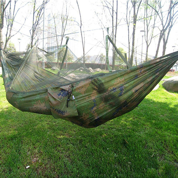 Portable Indoor Outdoor Hammock for Backpacking Camping Hanging Bed With Mosquito Net Sleeping Hammock