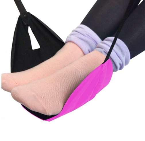 Soft Cotton Knitted Adjustable Home Office Desk Chair Footrest Hammock Portable Airplane Foot Rest Stand Feet Pedal