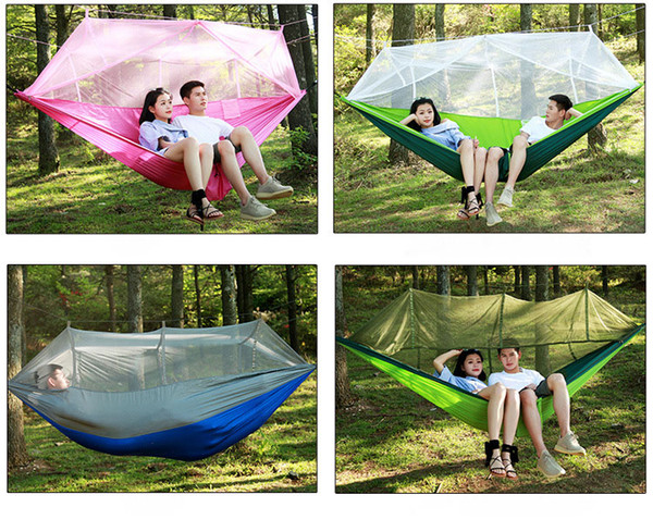Anti Rollover Summer Field Camping Hammock Chair with Mosquito Net Light Nylon Garden Hanging Swing Outdoor Furniture Leisure Bed