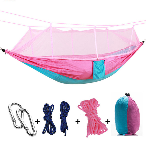Mosquito Net Hammock 12 Colors 260*140cm Outdoor Parachute Cloth Field Camping Tent Garden Camping Swing Hanging Bed cny503