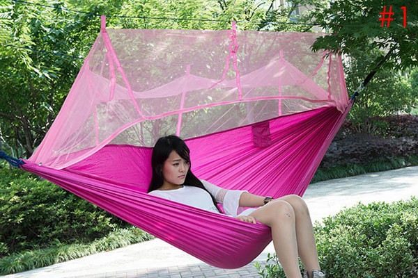 High Quality Hot Sale Portable Outdoor Hammock for Backpacking Camping Hanging Bed With Mosquito Net Sleeping Hammock