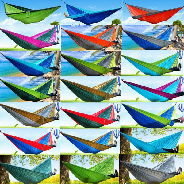 24 Colors Portable Parachute Nylon Fabric Travel Camping Hammock For Double Person Safe Outdoor Parachute 270 X 140cm 600g Travel Hammock
