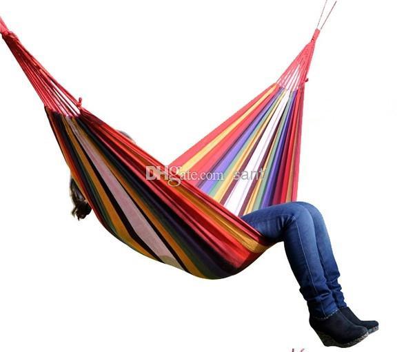 Fashion Hot One Person Family Camping Camp One Person Canvas Outdoor Leisure Fabric Stripes Hammock