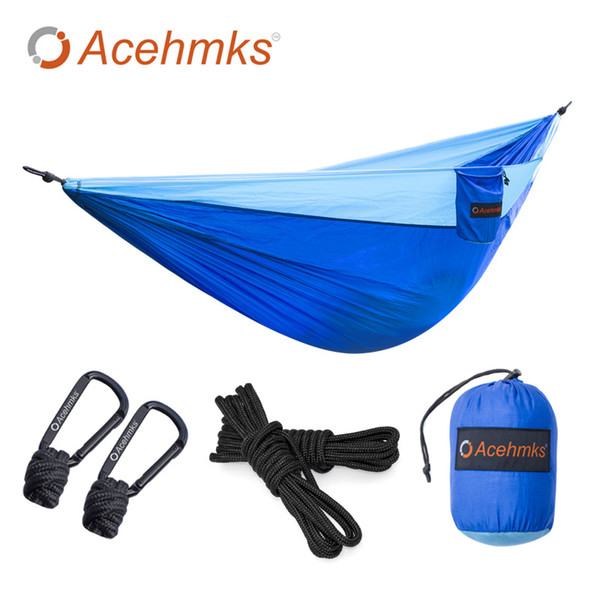 Acehmks 2 Person Hammock With Strong PolyesterTree Ropes And Carabiners Easy To Set Up For Outdoor Indoor Anti-UV 300CM*200CM