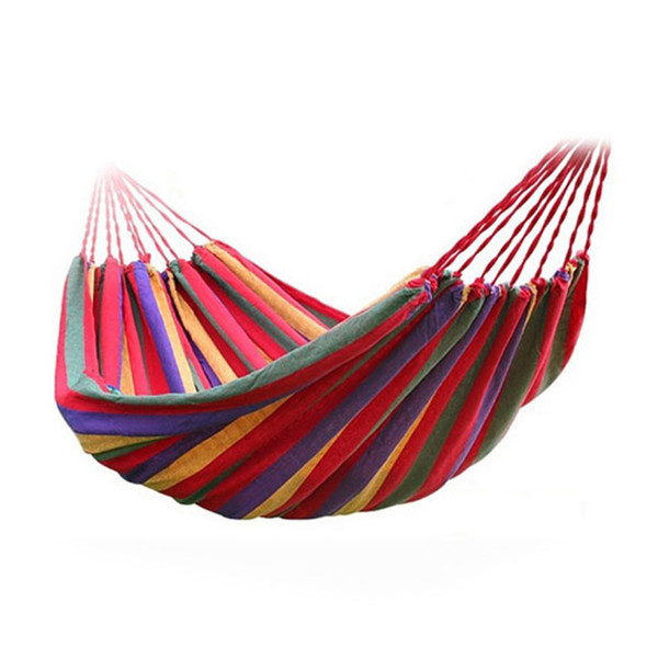 Max 250KGS Double person Portable Outdoor Hammock Garden Sports Hang BED Travel Camping Swing Stripe Bed Canvas Hammock