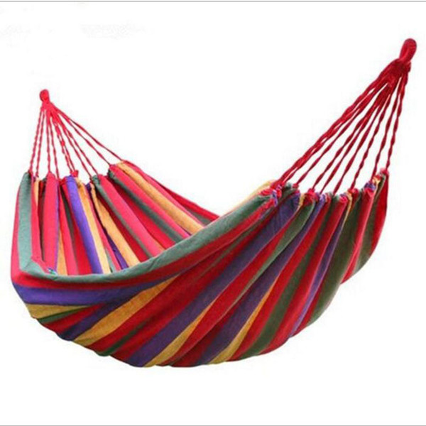 Travel Camping Hammock Camping Sleeping Bed Travel Outdoor Swing Garden Indoor Sleep Rainbow Color Canvas Hammocks about 190cm*80cm