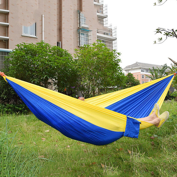 Assorted Color Hanging Sleeping Bed Parachute Nylon Fabric Outdoor Camping Hammocks Double Person Portable Hammock Swing Bed