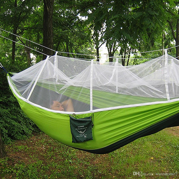 Handy Hammock Single Person Portable Parachute Fabric Mosquito Net Hammock for Indoor Outdoor Camping Using New +B