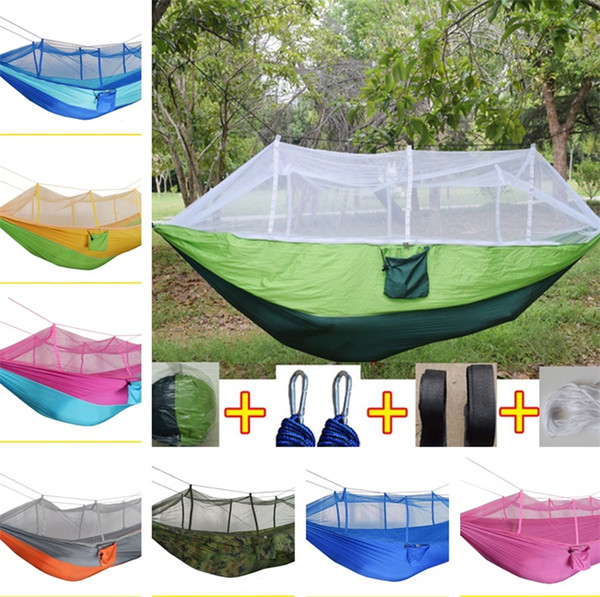 new sttyle Mosquito Net Hammock Outdoor Parachute Cloth Field Outdoor Hammock Garden Camping Swing Hanging Bed T5I112