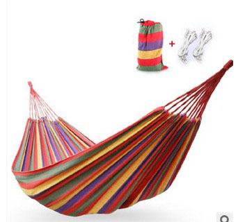 Free shipping thick canvas hammock outdoor camping single bed indoor Holiday Travel Products swing send tying pouch
