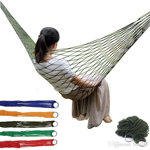 Portable Mesh Hammock Nylon Hanging Sleeping Bed Swing Outdoor Travel Camping Bed Hangnet Hammock 5 color IB638