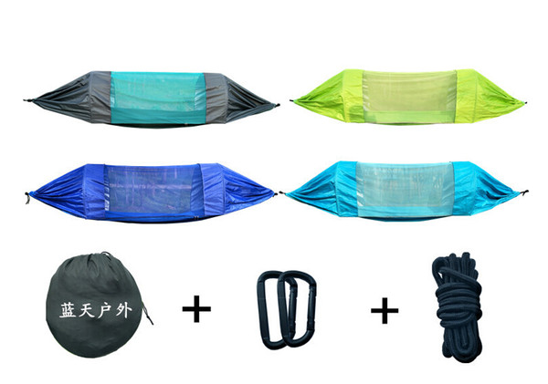 275*145cm Portable Hammock With Mosquito Net Single-person Hammock Hanging Bed Folded Into The Pouch For Travel Camping