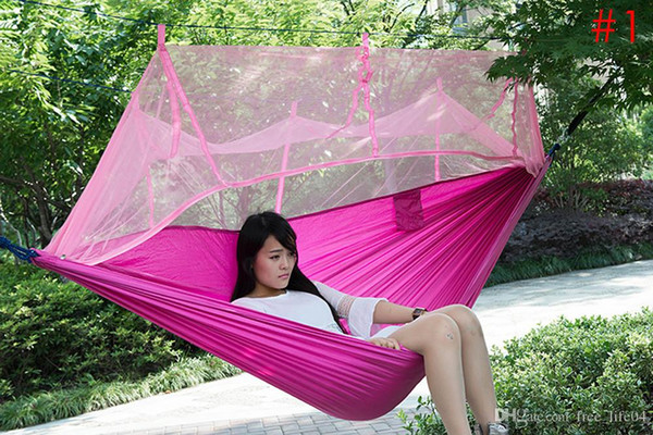 Portable Indoor Outdoor Hammock for Backpacking Camping Hanging Bed With Mosquito Net Sleeping Hammock