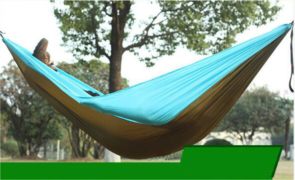 Portable Nylon Parachute Double Hammock Garden Outdoor Camping Hiking Travel Survival Hammock Hanging Sleeping Bed For 2 Person Free DHL
