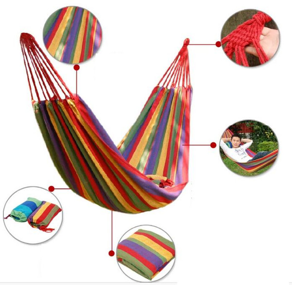 Outdoor Double Color canvas hammock portable camping outdoor cotton hammock