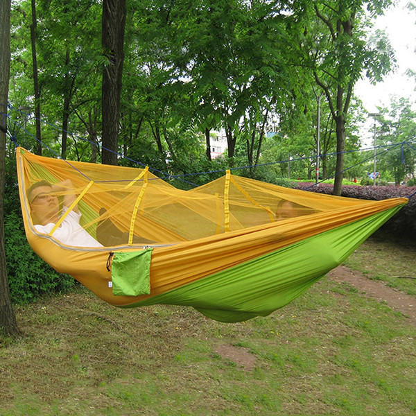 Handy Hammock Single Person Portable Parachute Fabric Mosquito Net Hammock for Indoor Outdoor Camping Using Newest Fashion +B
