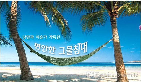 Wholesale- LuckyAngel Best Promotion Outdoor Travel Camping Hammock Garden Portable Nylon Hang Mesh Net Sleeping Bed 260x80cm Deed Green