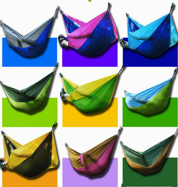 Double Portable Lightweight 2 Person Parachute Hammock With Nylon Rope Hammocks For Hiking Travel Backpack
