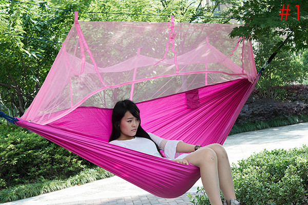 Portable Indoor Outdoor Hammock for Backpacking Camping Hanging Bed With Mosquito Net Sleeping Hammock