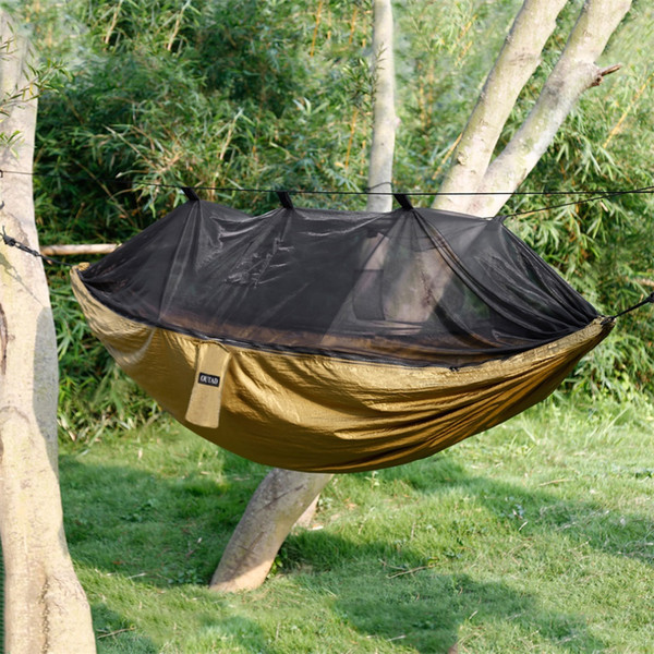 Wholesale- Multifunctional 1.4*2.7m Nylon Anti Mosquito Hammock Starter Rope Kit Nets Tent Outdoor Hanging Bed Hammocks for Jungle Camping