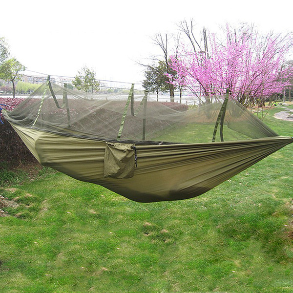 nylon 1-2 Person Portable Outdoor Camping Hanging Sleeping Bed With Mosquito Net Garden Swing Relaxing Parachute Hammock