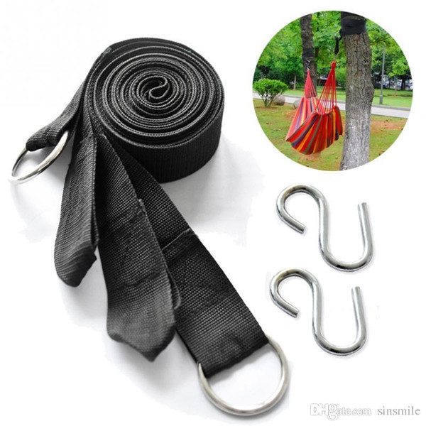Wholesale- 2Pcs/set High Strength Nylon Camping Strap Belt Hammock Tree Straps Hanging Straps Rope with 2 Secure Hook Loop Design Hooks