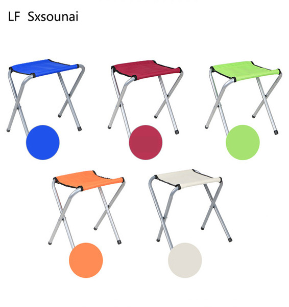 LF Sxsouna Oxford cloth Patio Benches Folding stool Portable metal back small bench fishing Mazar outdoor small chair train low stool