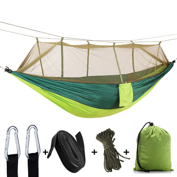 Outdoor Mosquito Net Parachute Hammock Camping Hanging Sleeping Bed Swing Portable Double Chair Hamac Army Green