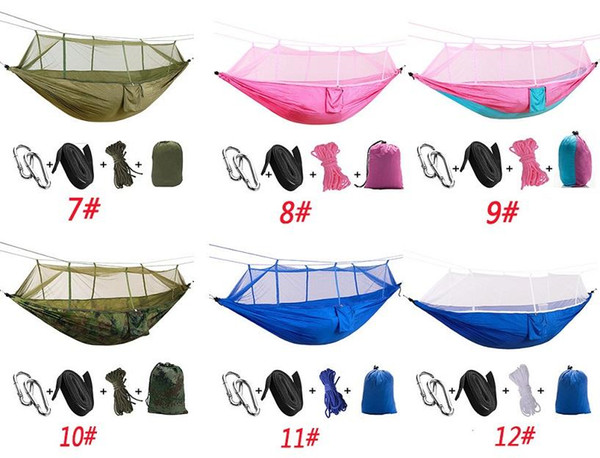 Portable Hammock With Mosquito Net High Strength Parachute Fabric Hanging Bed Folded Into Pouch For Outdoor Camping Travel garden furniture