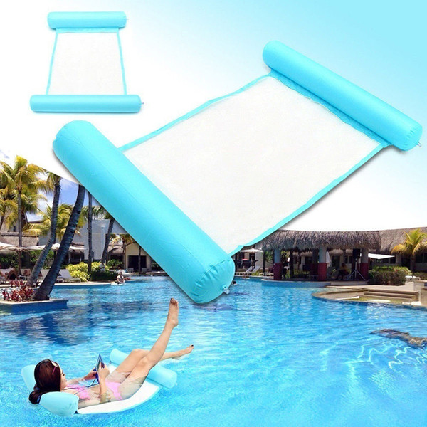 Summer PVC Outdoor Water Hammock Swimming Pool Kids Adult Foldable Inflatable Floating Bed Chair Beach Lounger Backrest Recliner