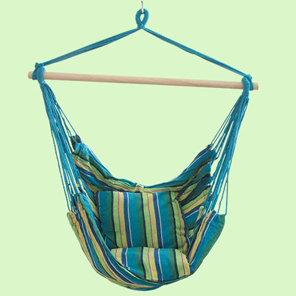 New Indoor Outdoor Children Canvas Hammock Hanging Rope Chair Porch Swing Seat Patio Camping Student Portable Stripe Leisure Chair