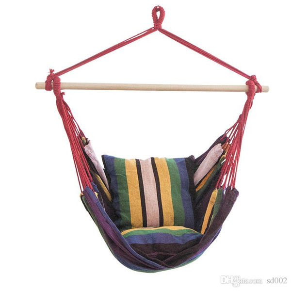 Anti Wear Canvas Hanging Rope Chair Student Dormitory Convenient Hammock Swing Indoor And Outdoor Blue Stripe New Arrival 65xr dd
