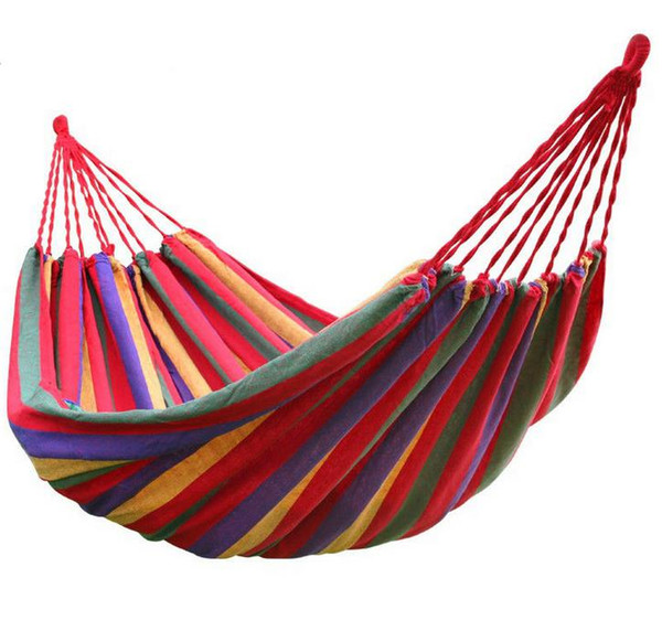 Travel Camping Hammock Camping Sleeping Bed Travel Outdoor Swing Garden Indoor Sleep Rainbow Color Canvas Hammocks about 190cm*80cm