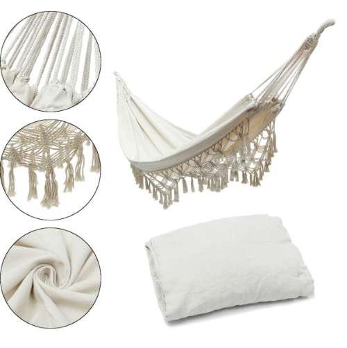 New Hammock Chairs Swing Outdoor Garden Home White Cotton Rope Morocco Macrame Hammock Chairs Swing Yard Leisure Hanging Bed