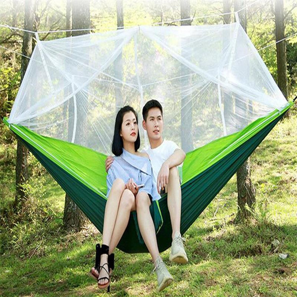 12 Colors 260*140cm Portable Hammock With Mosquito Net Single-person Hammock Hanging Bed Folded Into The Pouch For Travel