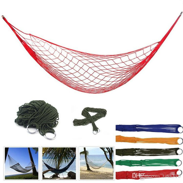 Portable Mesh Hammock Nylon Hanging Sleeping Bed Swing Outdoor Travel Camping Bed Hangnet Hammock 5 color IB637