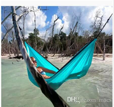 Free Shipping Outdoor or Indoor Parachute Cloth Sleeping Hammock Camping Hammock high quality multicolor